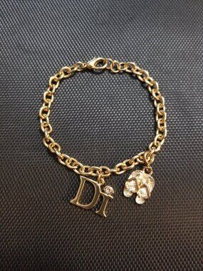 "Di" (Christian Dior) Golden Flip-Flop Charm(s) Bracelet